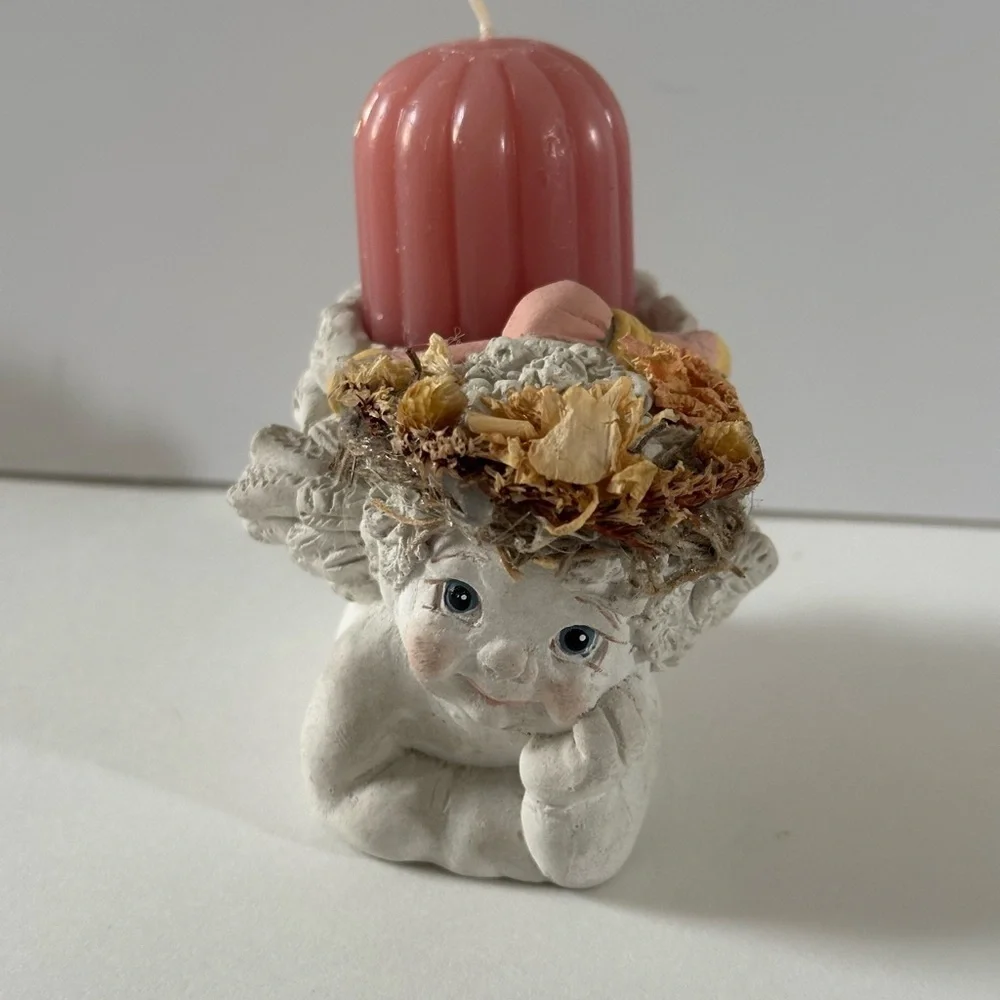 Dreamsicle Collectible Cherub Candle Holder with Candle